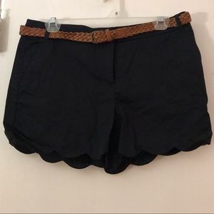 Navy scalloped shorts